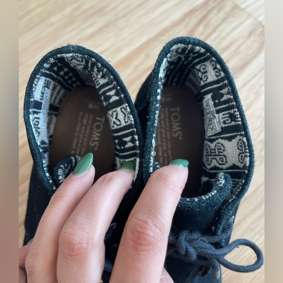 Toms Desert Wedges Black Suede Lace Up - Picture 3 of 7